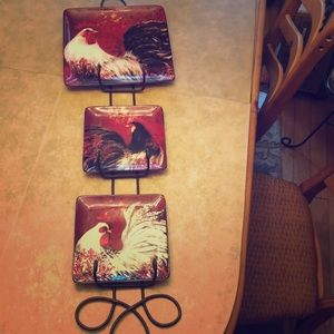 Wrought iron wall hanger w/3 plates